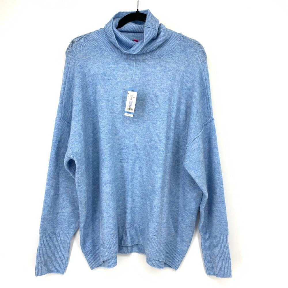 Vince Camuto Pullover Turtleneck Sweater Womens L Blue Heather Long Sleeve NEW